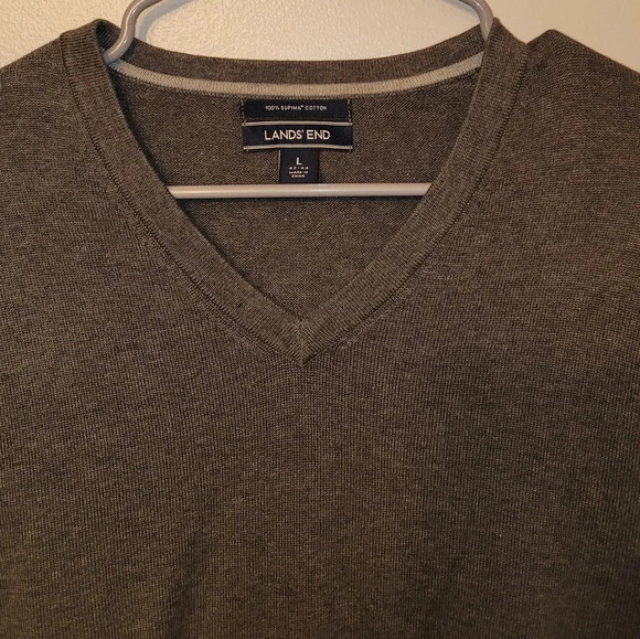 Land's End men's large v neck pullover sweater gray - Picture 2 of 2